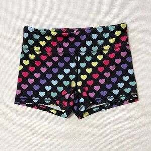Wodbottom Black Multicolor Heart Print Yoga Shorts